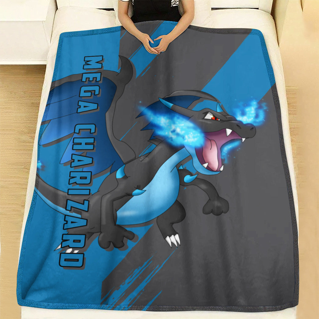 Anime Pkm Mega Charizard Custom Soft Blanket XO10032217