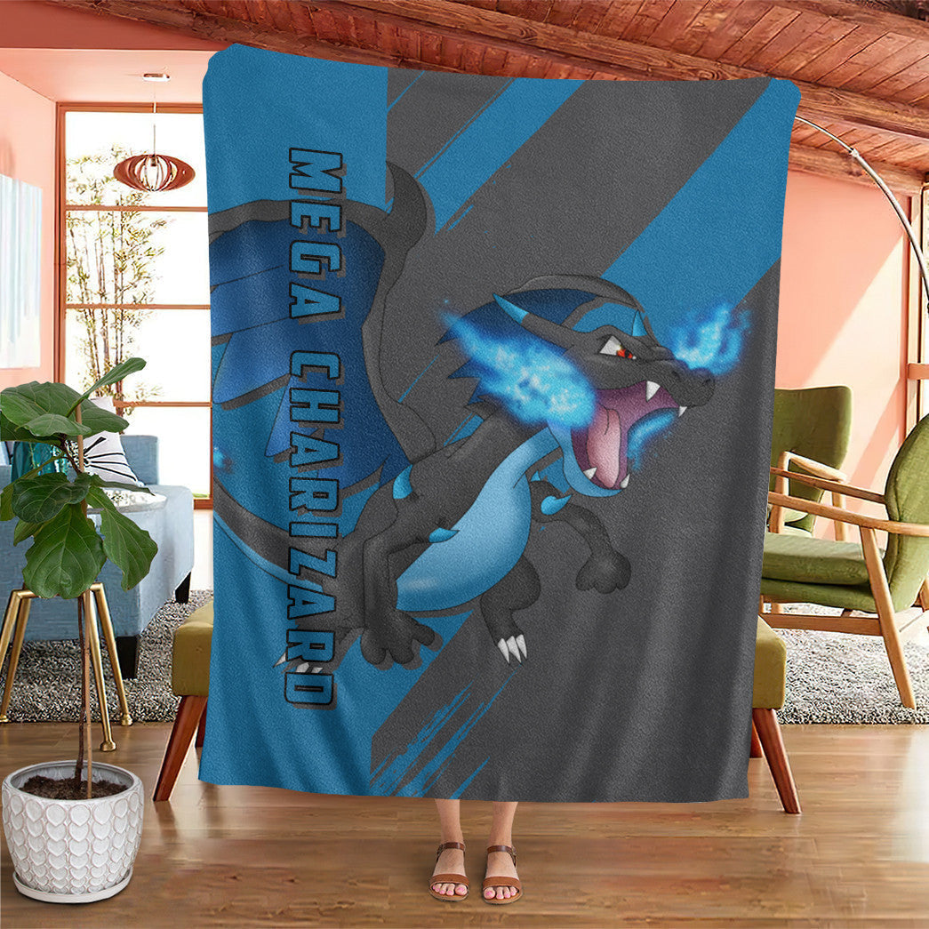 Anime Pkm Mega Charizard Custom Soft Blanket XO10032217