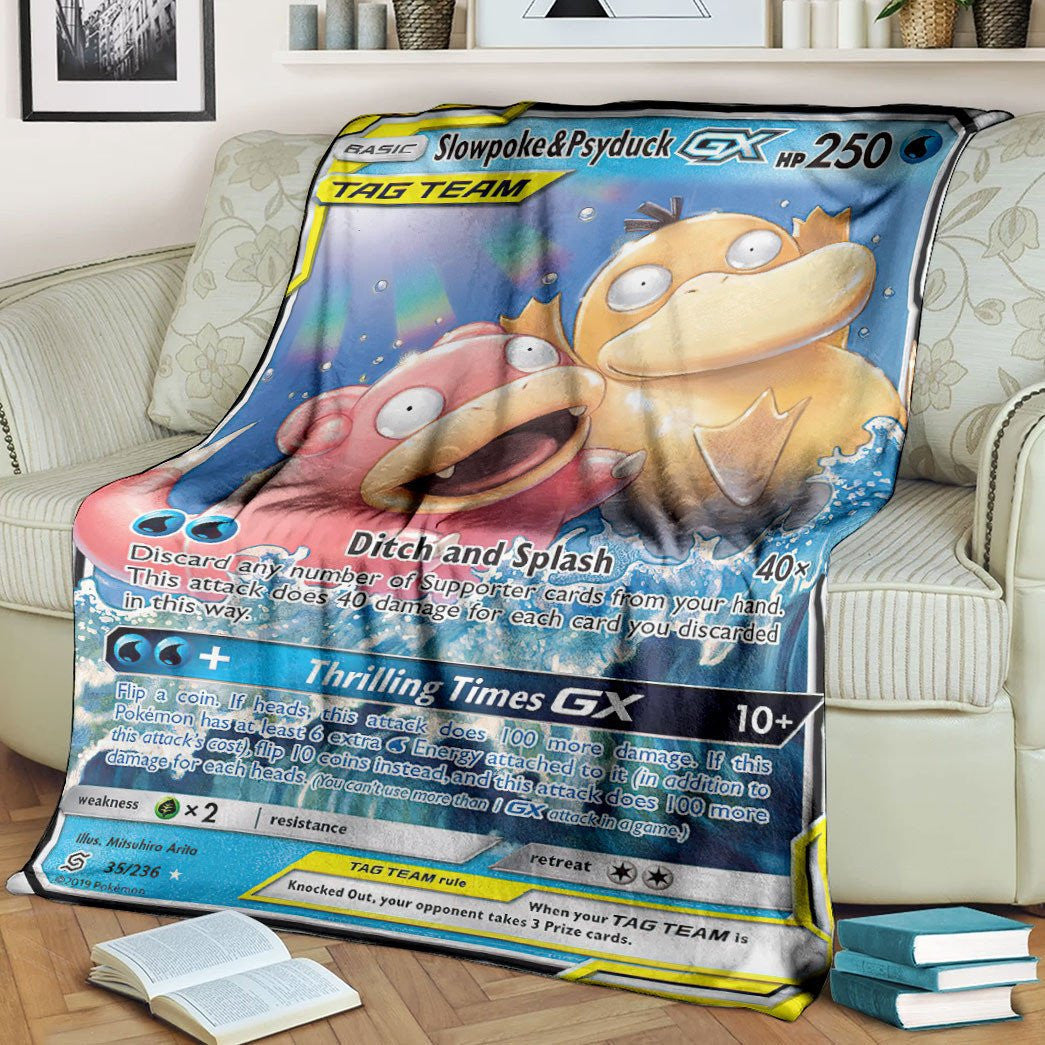 Anime Pkm Slowpoke & Psyduck-Gx Unified Minds Custom Soft Blanket / S/(43X55)