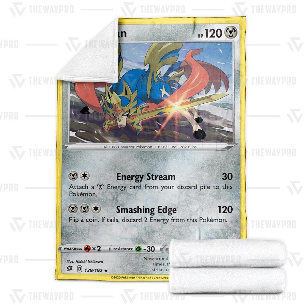 Anime Pkm Zacian Rebel Clash Custom Soft Blanket