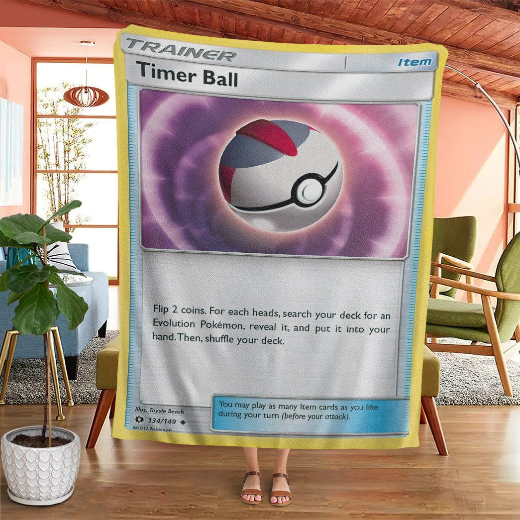 Anime Pkm Timer Ball Trainer Custom Soft Blanket