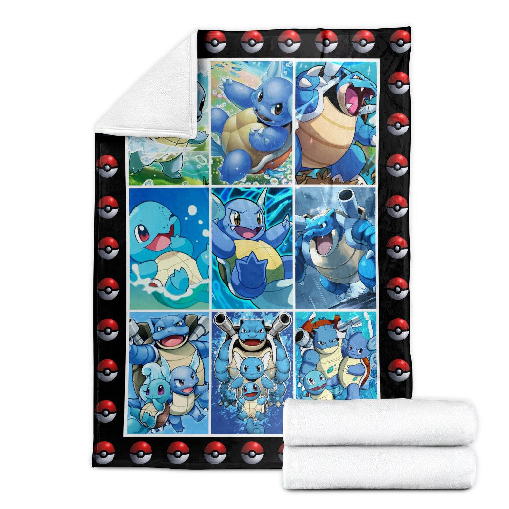 Anime Pkm Squirtle Wartortle Blastoise Poke Ball Custom Soft Blanket