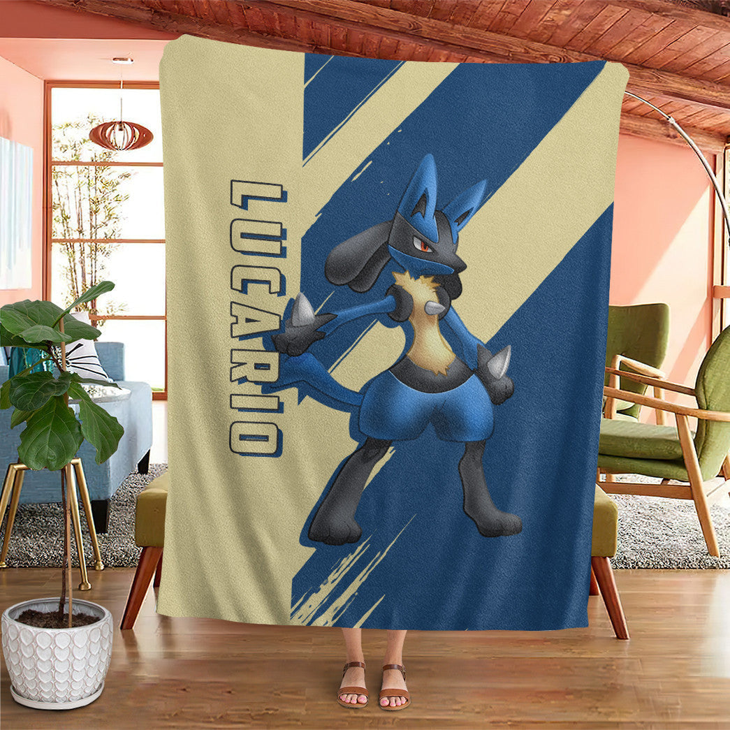 Anime Pkm Lucario Custom Soft Blanket XO10032226