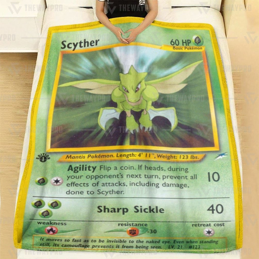 Anime Pkm Scyther 1St Edition Custom Soft Blanket