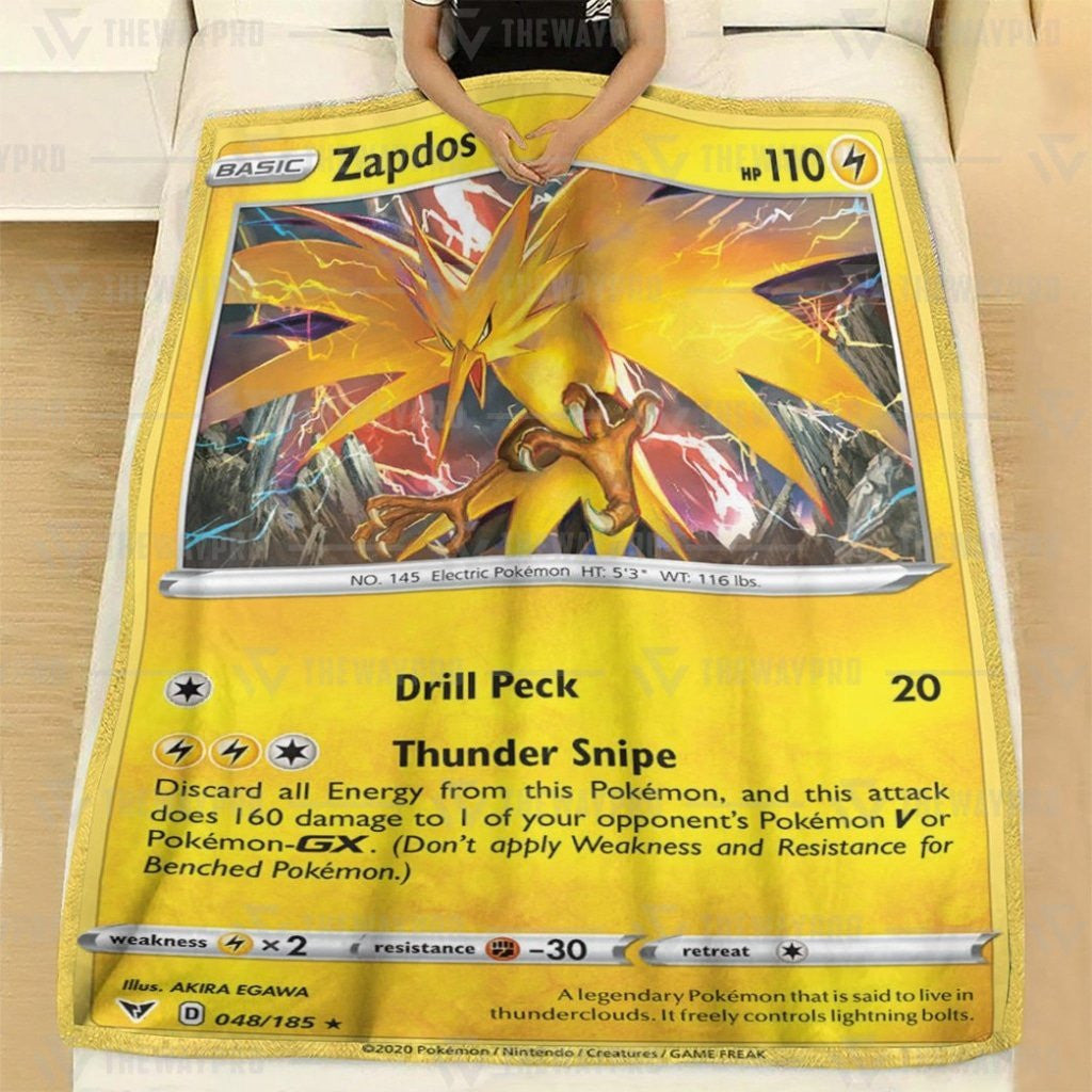 Anime Pkm Zapdos Vivid Voltage Custom Soft Blanket