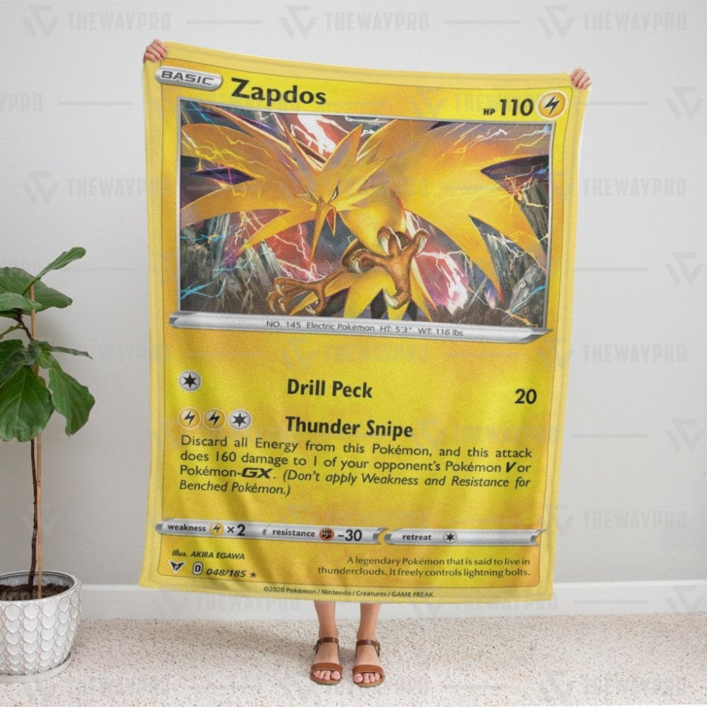 Anime Pkm Zapdos Vivid Voltage Custom Soft Blanket