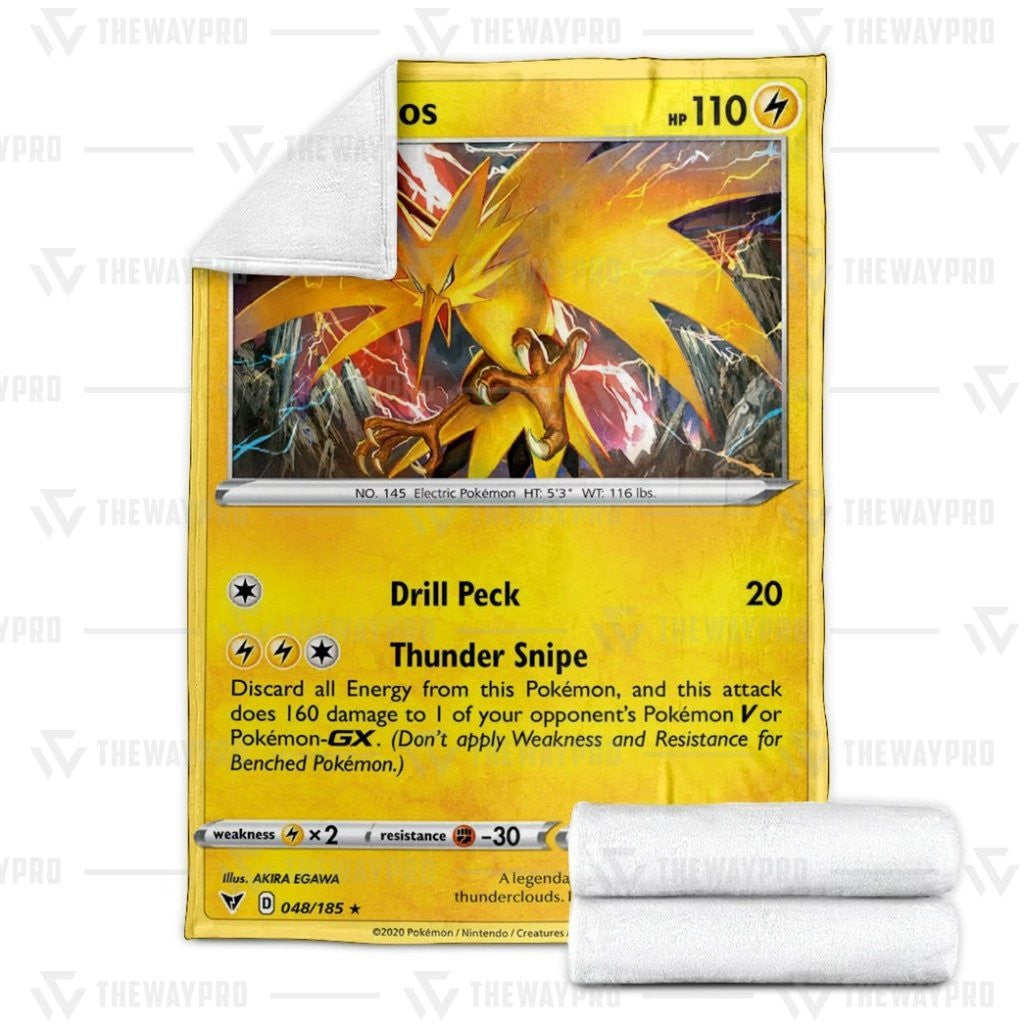 Anime Pkm Zapdos Vivid Voltage Custom Soft Blanket