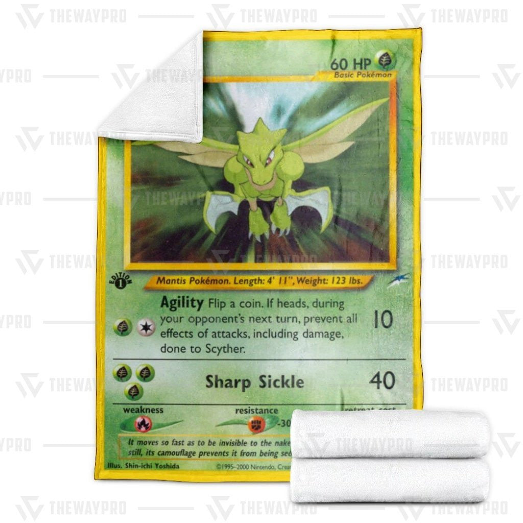 Anime Pkm Scyther 1St Edition Custom Soft Blanket