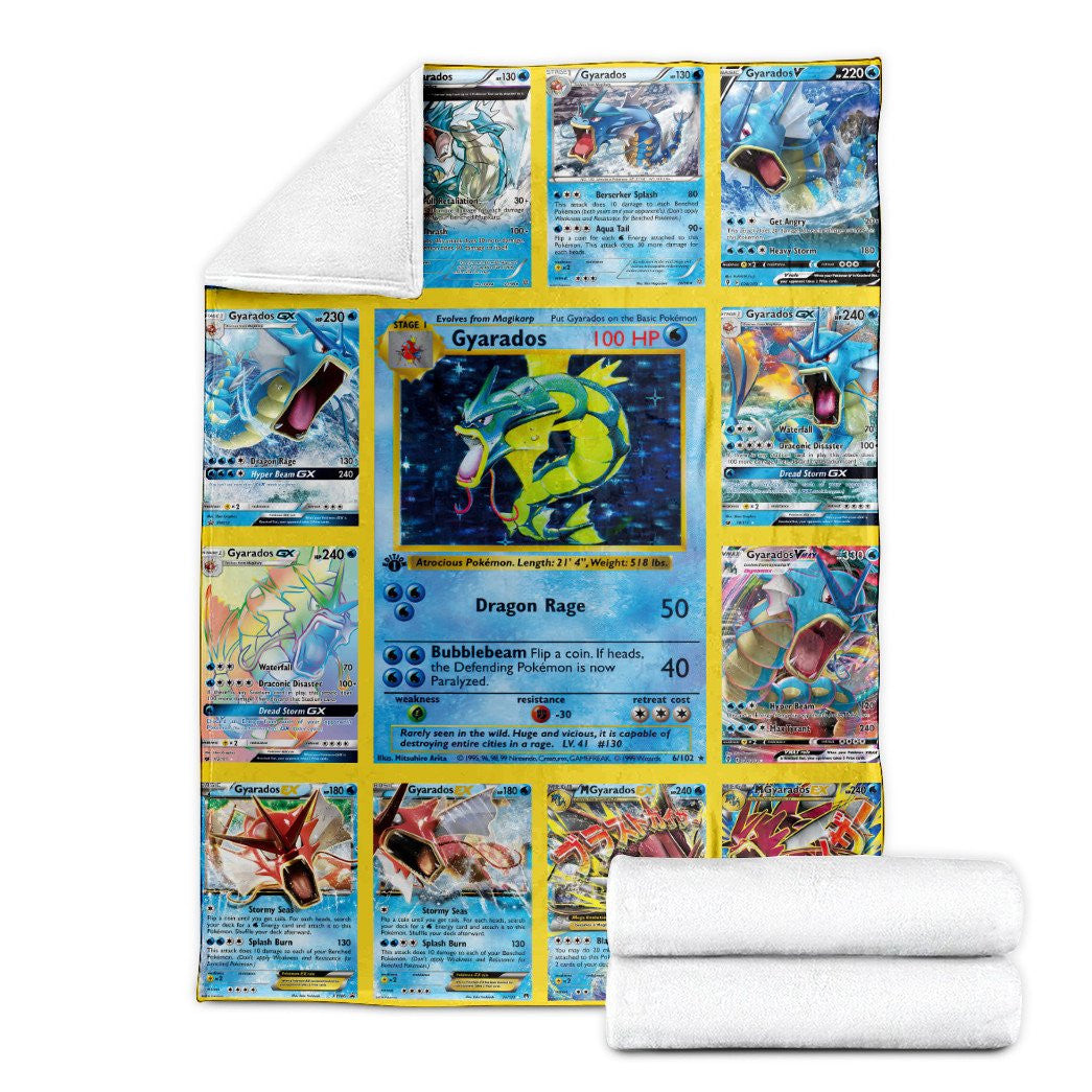 Anime Pkm Gyarados Cards Version 2 Custom Soft Blanket