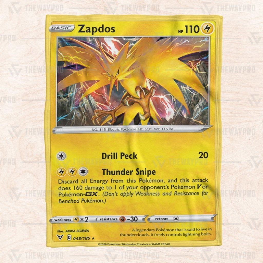 Anime Pkm Zapdos Vivid Voltage Custom Soft Blanket