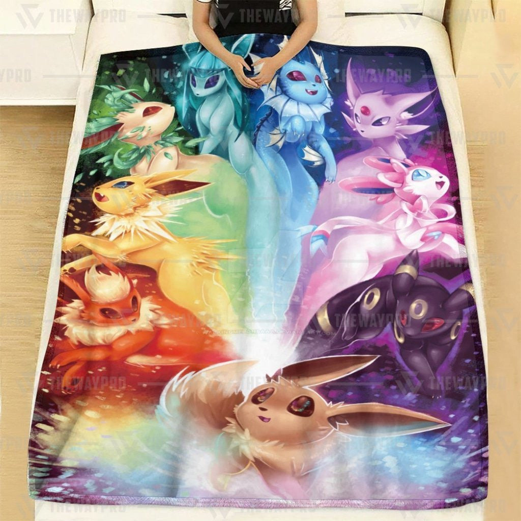 Anime Pkm Eevee Rainbow Custom Soft Blanket