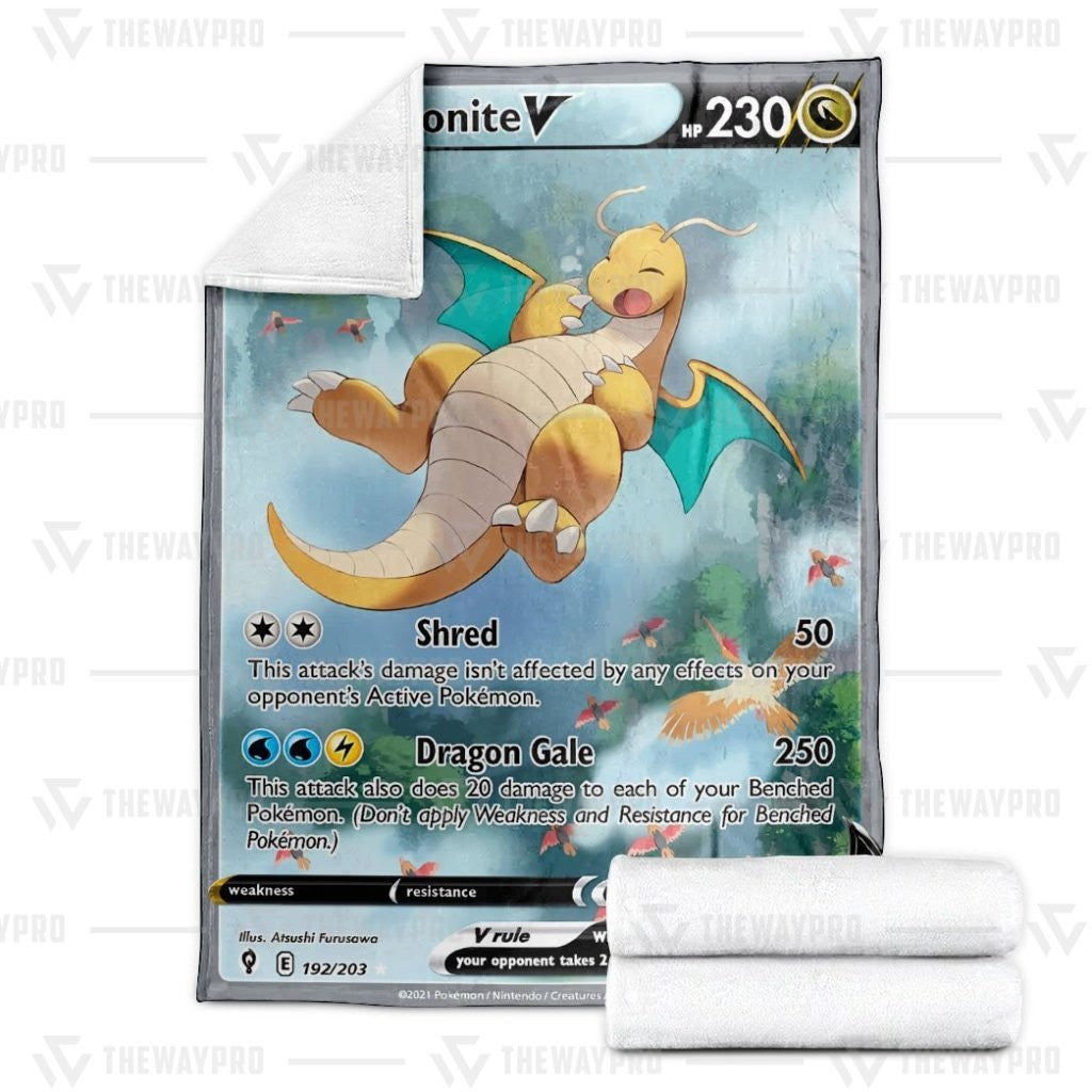 Anime Pkm Dragonite V Custom Soft Blanket