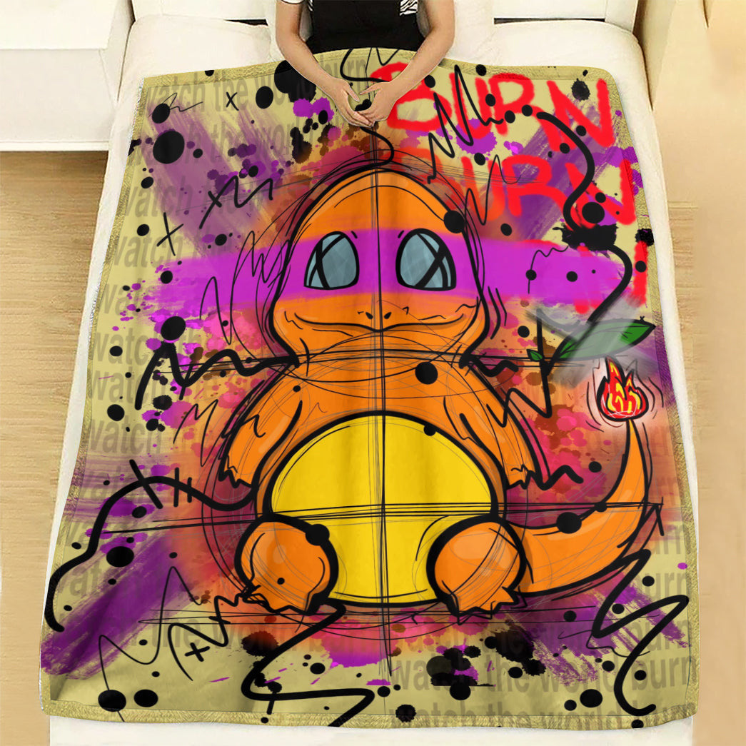 Anime Custom Charmander Soft Blanket