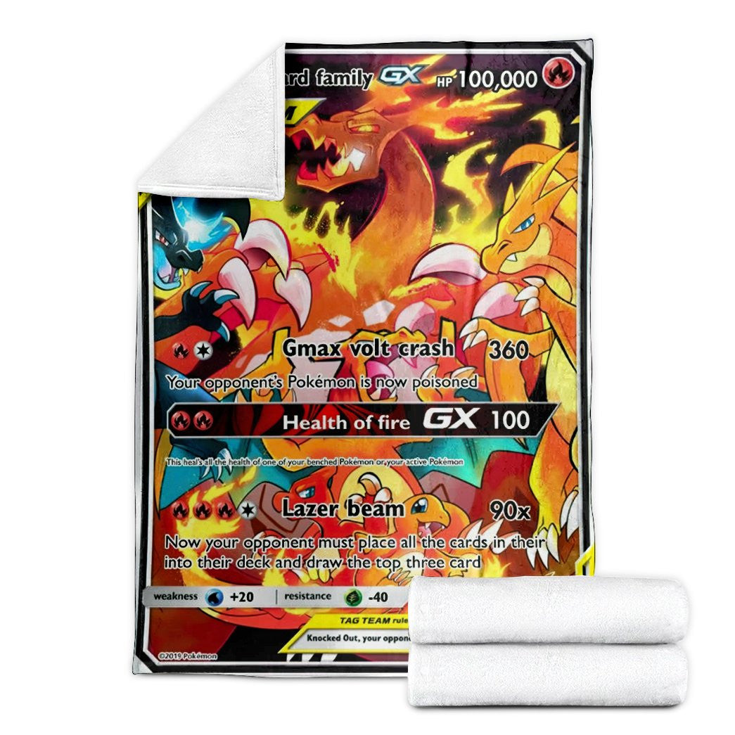 Anime Pkm Charizard Family Mega Shadow Vmax Custom Soft Blanket