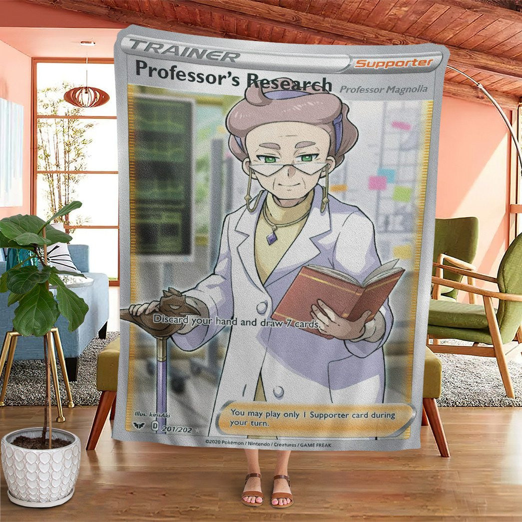 Anime Pkm Professors Research Trainer Custom Soft Blanket