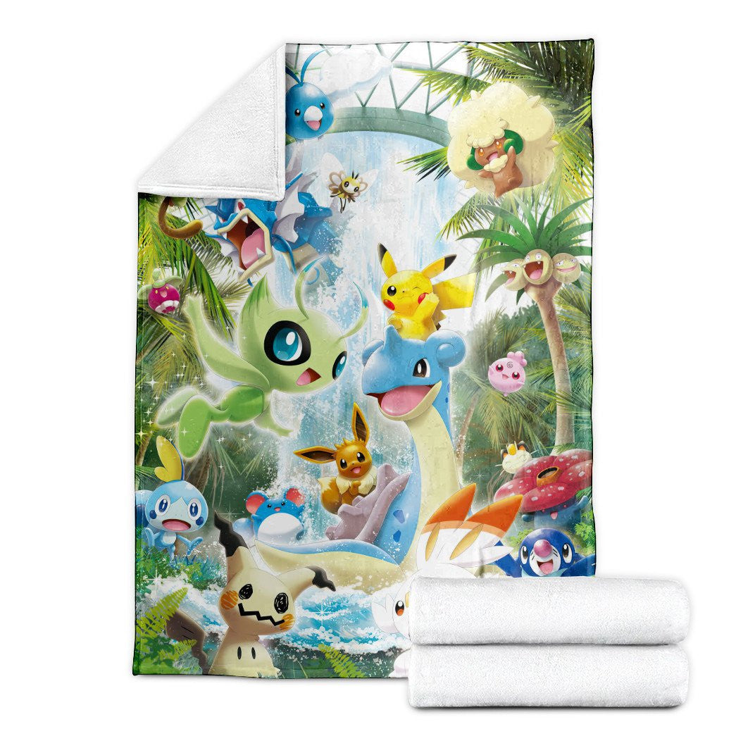 Anime Pkm Poke Worlds Custom Soft Blanket