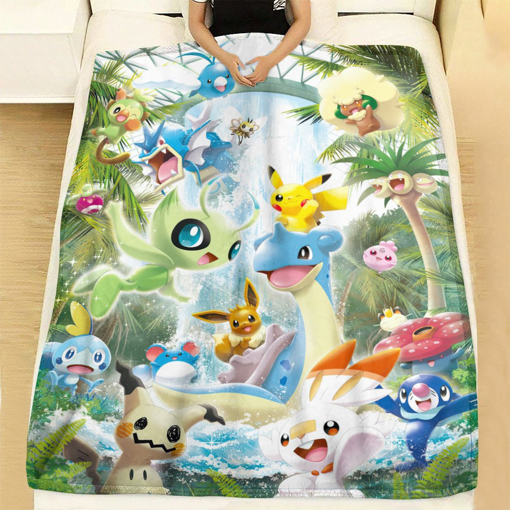 Anime Pkm Poke Worlds Custom Soft Blanket