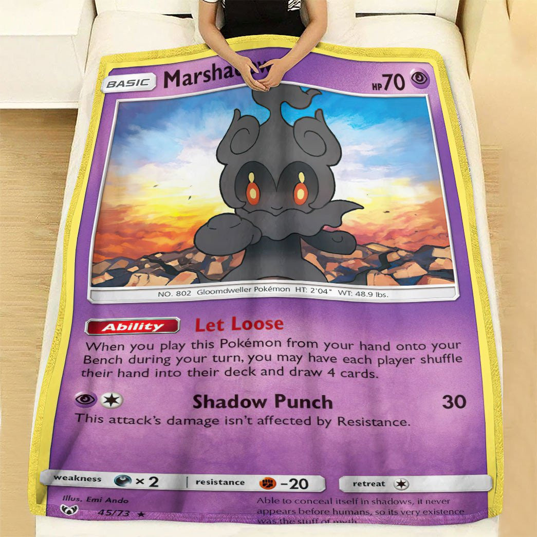 Anime Pkm Marshadow Shining Legends Custom Soft Blanket