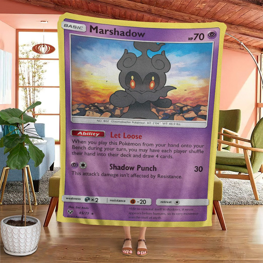 Anime Pkm Marshadow Shining Legends Custom Soft Blanket