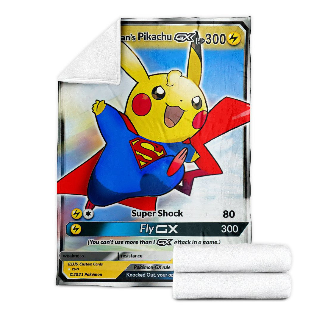 Anime Pkm Supermans Pikachu Custom Soft Blanket