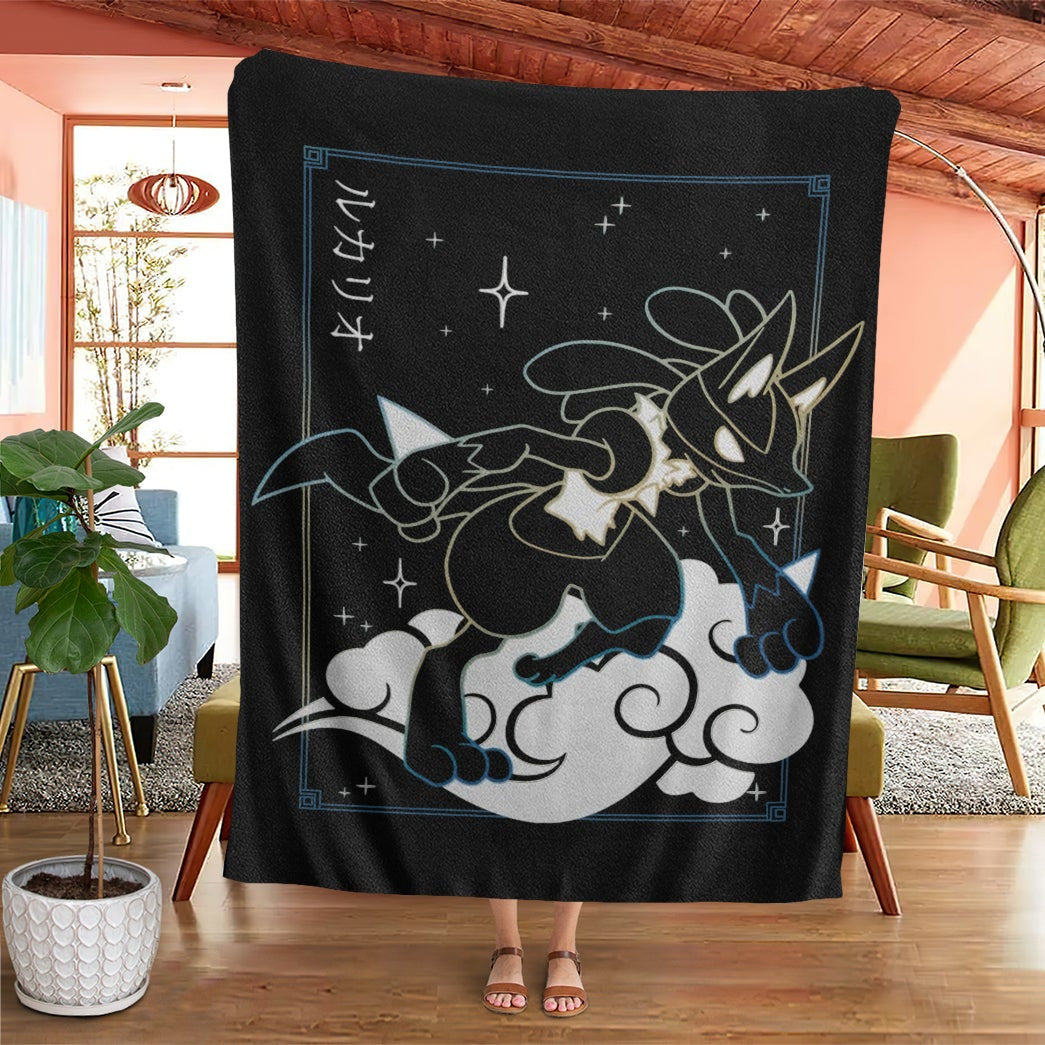 Anime Pkm Lucario Soft Blanket