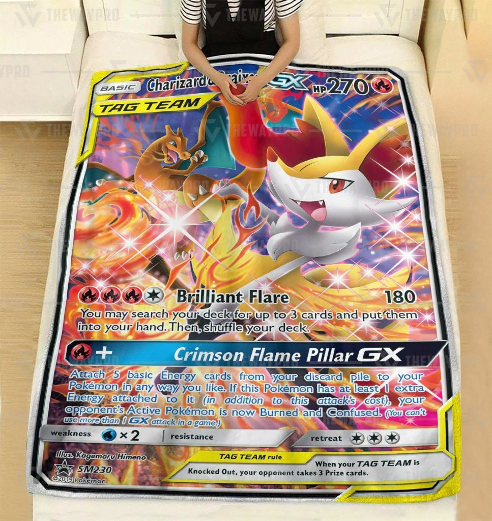 Anime Pkm Charizard & Braixen Gx Custom Soft Blanket