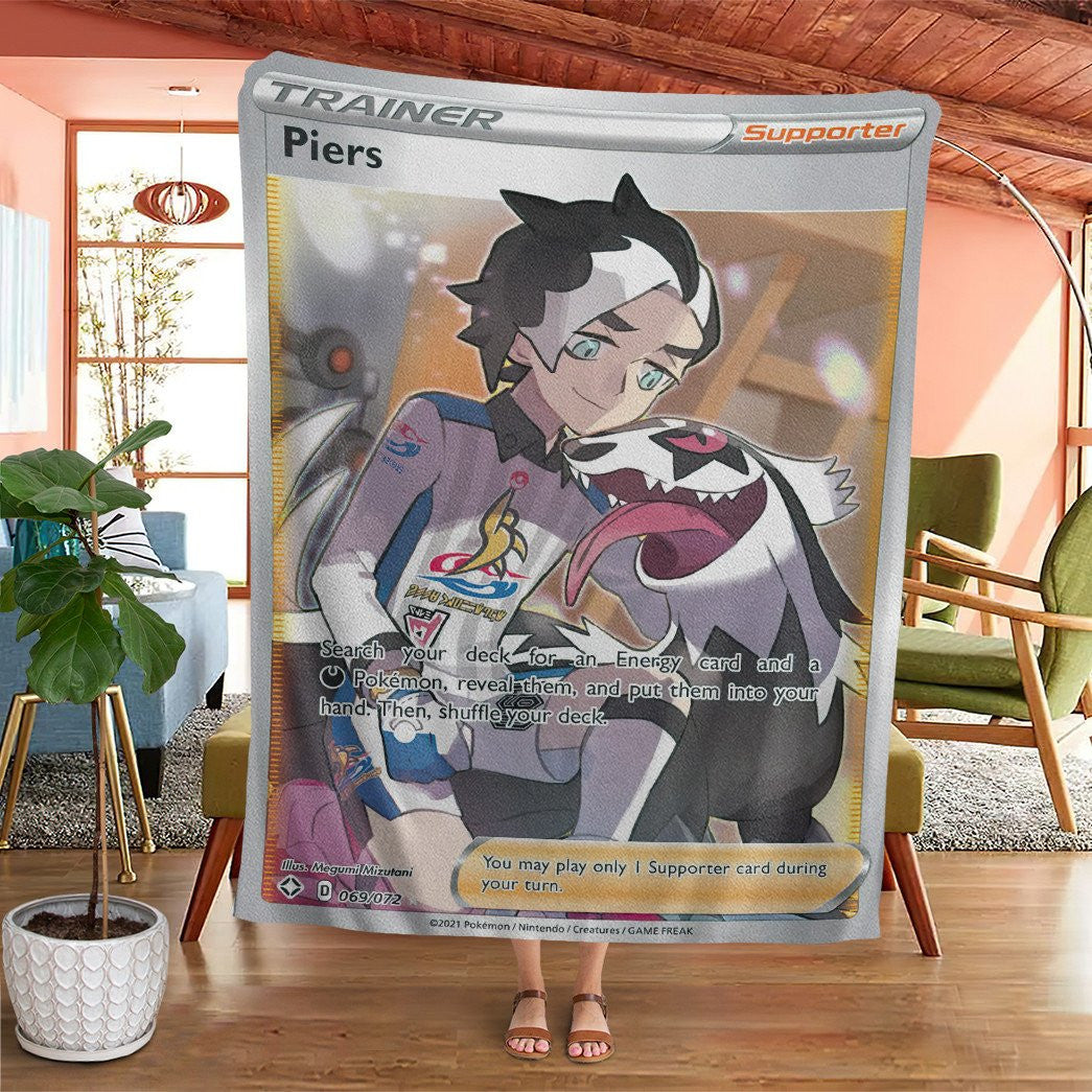 Anime Pkm Piers Shining Fates Trainer Custom Soft Blanket