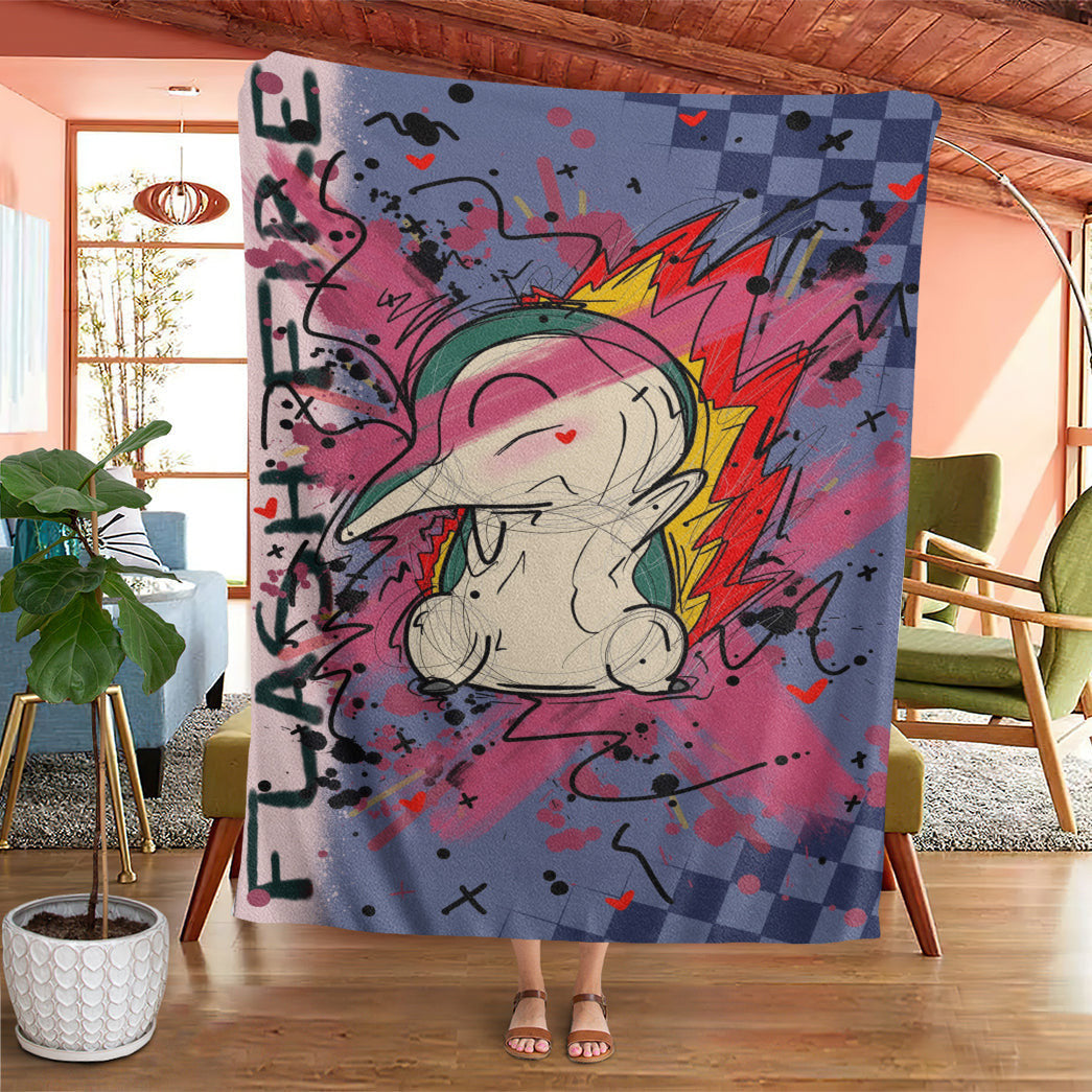 Anime Custom Cindaquil Art Soft Blanket