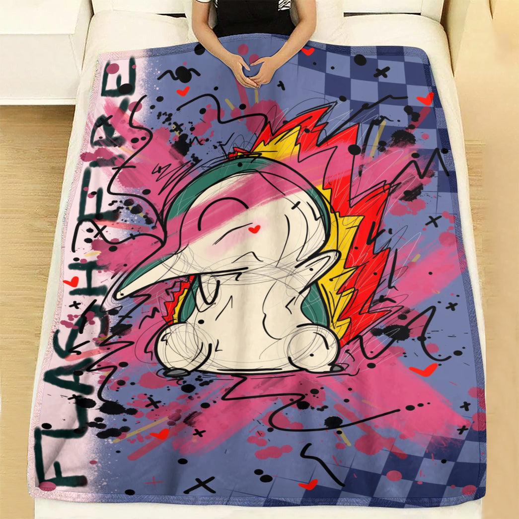 Anime Custom Cindaquil Art Soft Blanket