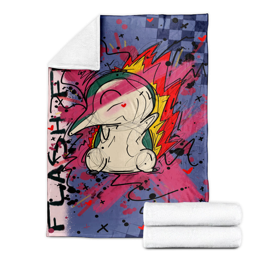 Anime Custom Cindaquil Art Soft Blanket