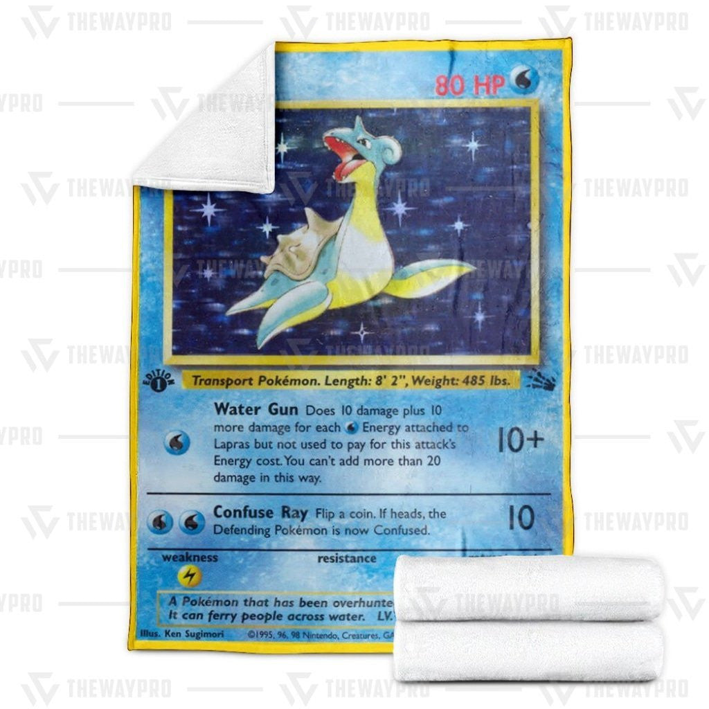 Anime Pkm Lapras Holo 1St Edition Custom Soft Blanket