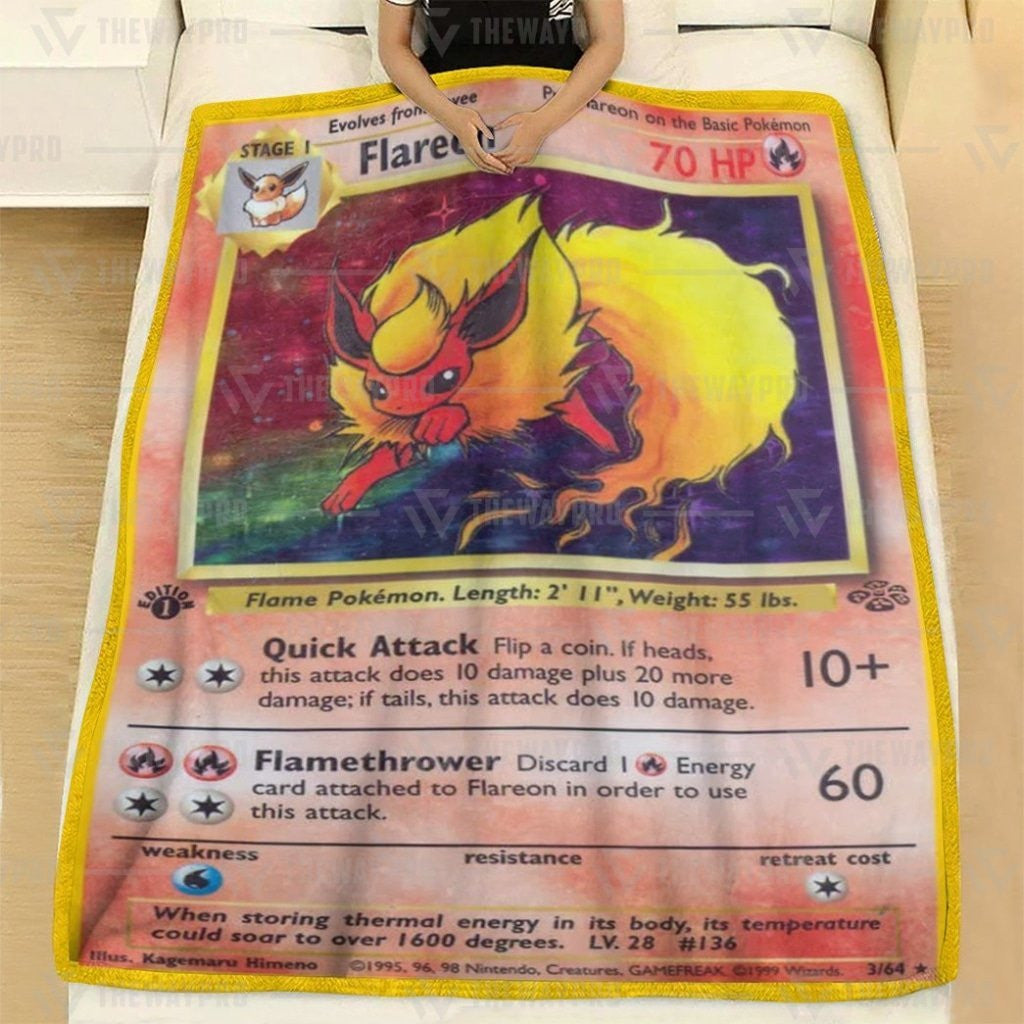 Anime Pkm Flareon Custom Soft Blanket