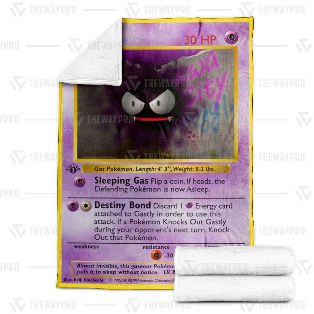 Anime Pkm Gastly 1St Edition Custom Soft Blanket