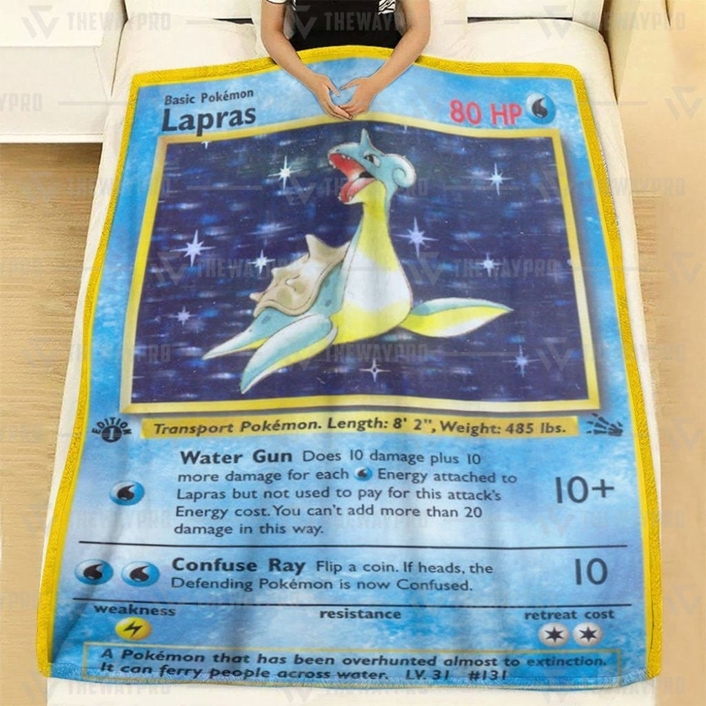 Anime Pkm Lapras Holo 1St Edition Custom Soft Blanket