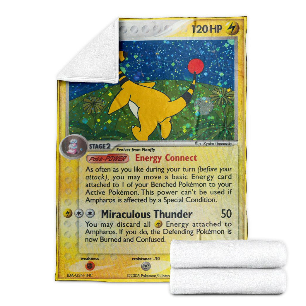 Anime Pkm Ampharos Unseen Forces Custom Soft Blanket