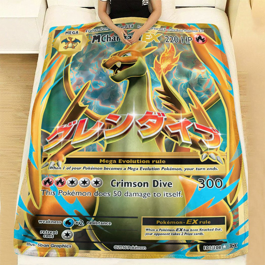 Anime Pkm M Charizard-Ex Evolutions Custom Soft Blanket