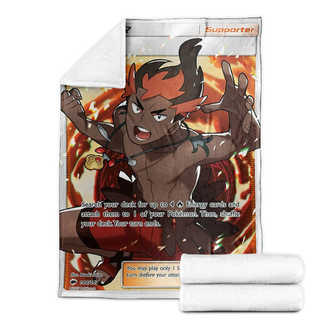 Anime Pkm Kiawe Trainer Custom Soft Blanket