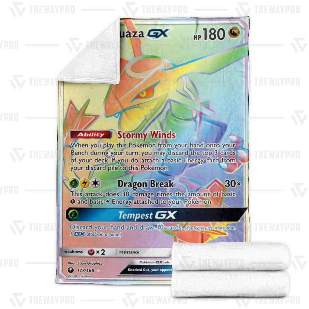 Anime Pkm Rayquaza-Gx Celestial Storm Custom Soft Blanket