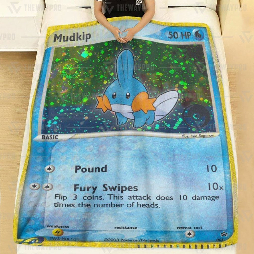 Anime Pkm Mudkip Holo Custom Soft Blanket