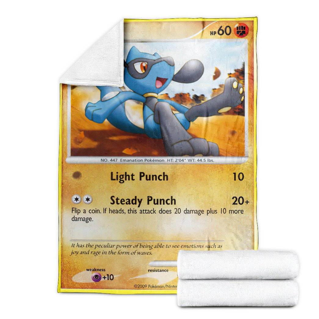 Anime Pkm Riolu Platinum Custom Soft Blanket