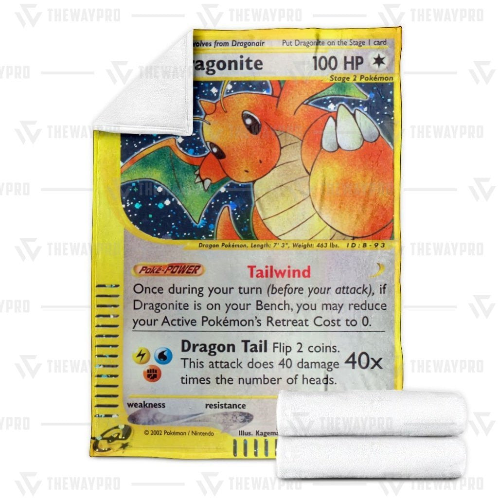 Anime Pkm Dragonite Expedition Holo Custom Soft Blanket