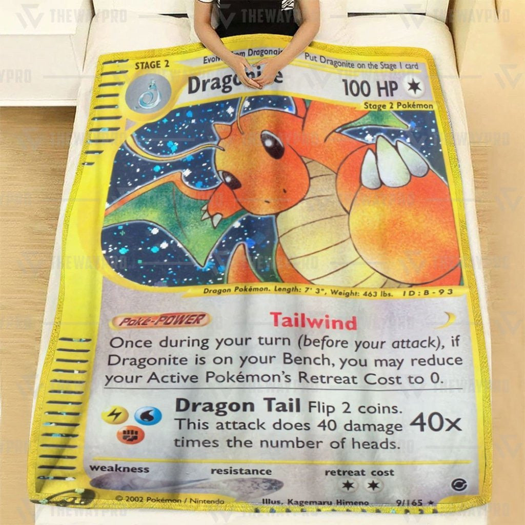 Anime Pkm Dragonite Expedition Holo Custom Soft Blanket