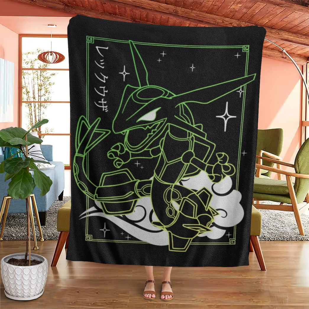 Anime Pkm Rayquaza Soft Blanket