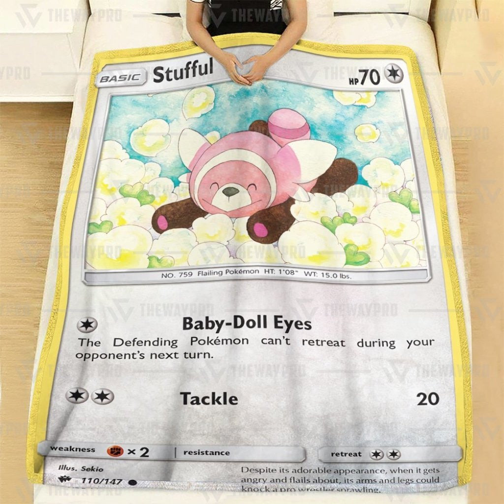 Anime Pkm Stufful Burning Shadows Custom Soft Blanket