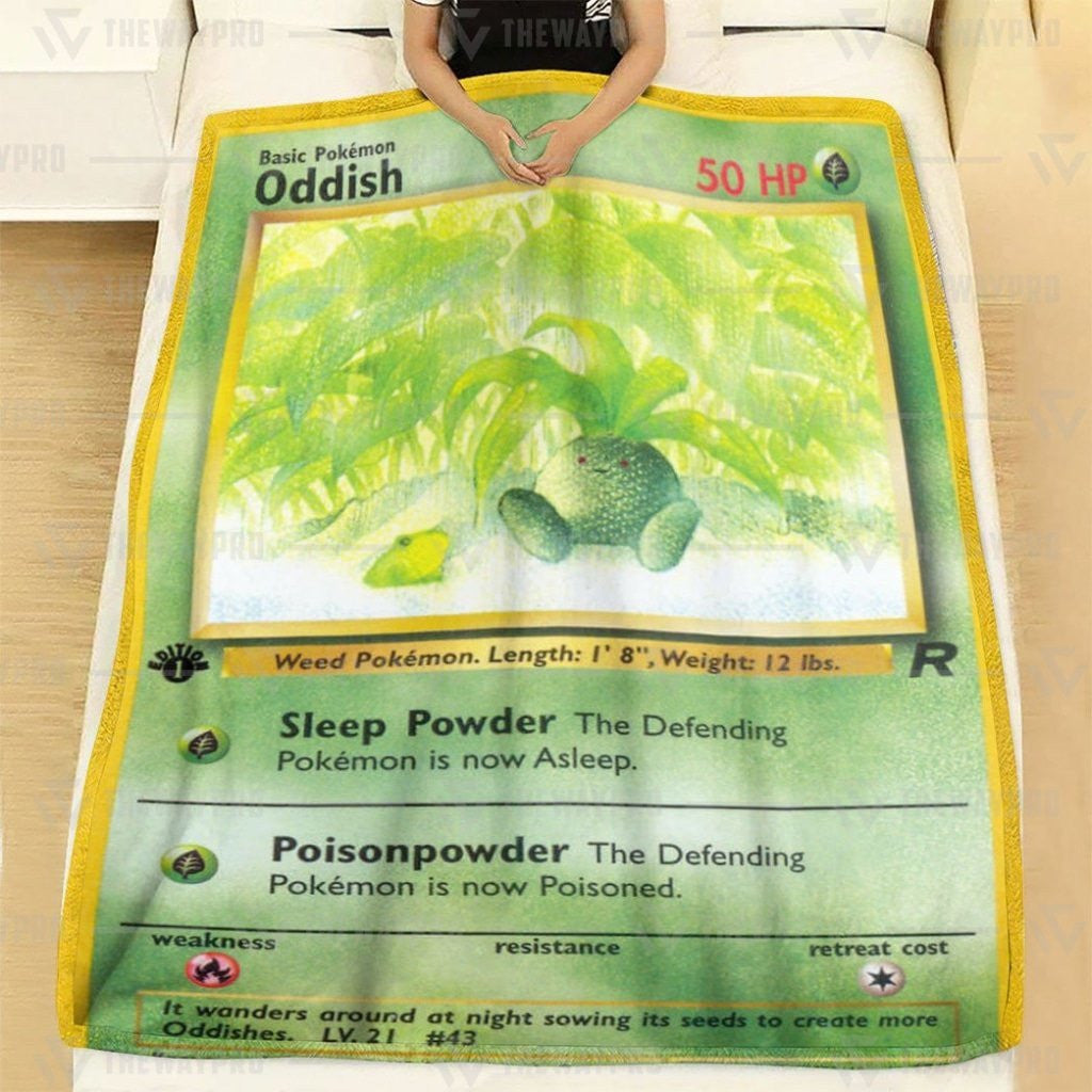 Anime Pkm Oddish 1St Edition Custom Soft Blanket