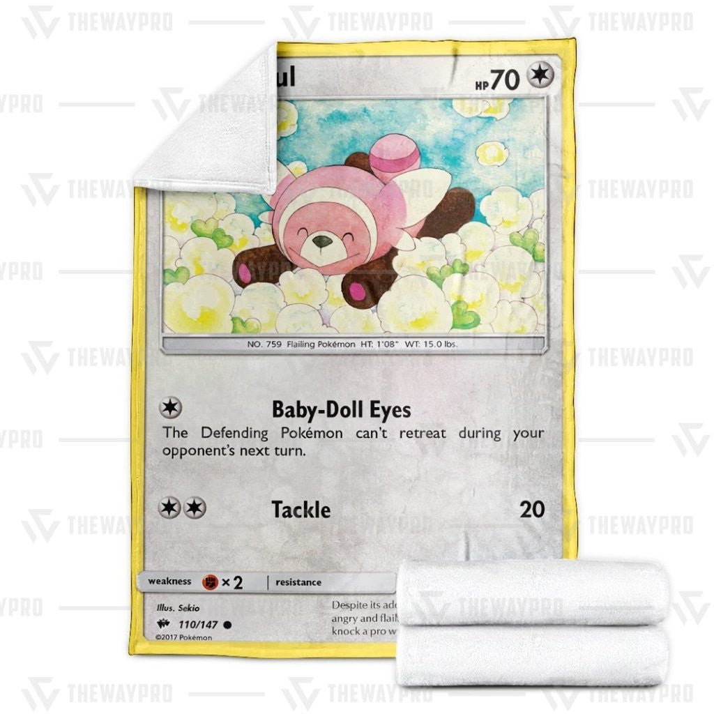 Anime Pkm Stufful Burning Shadows Custom Soft Blanket