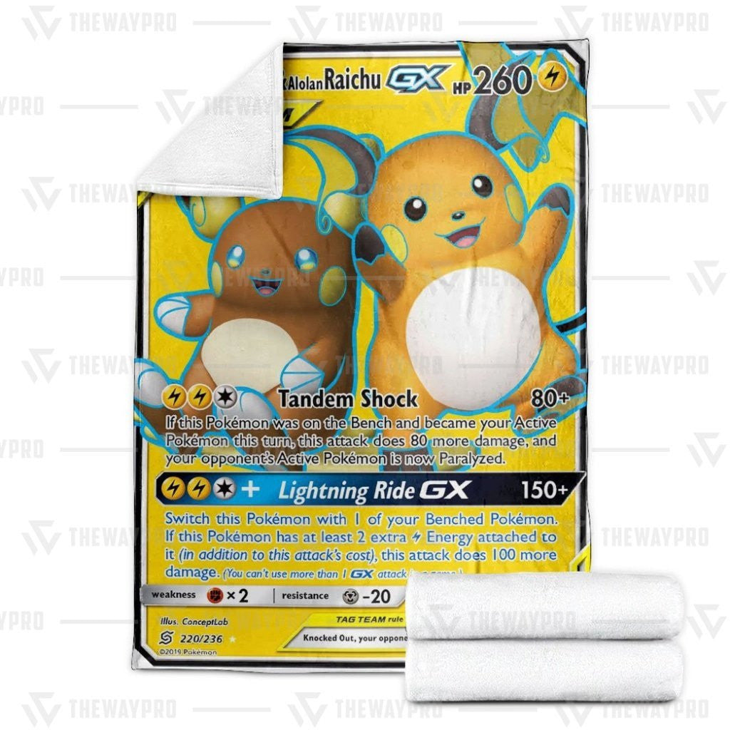 Anime Pkm Raichu & Alolan Raichu-Gx Custom Soft Blanket