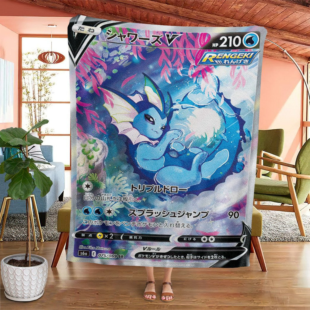 Anime Pkm Evovling Skies Vaporeon Alternate Custom Soft Blanket