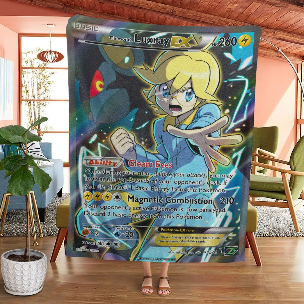 Anime Pkm Clemonts Luxray Fa Remake Custom Soft Blanket