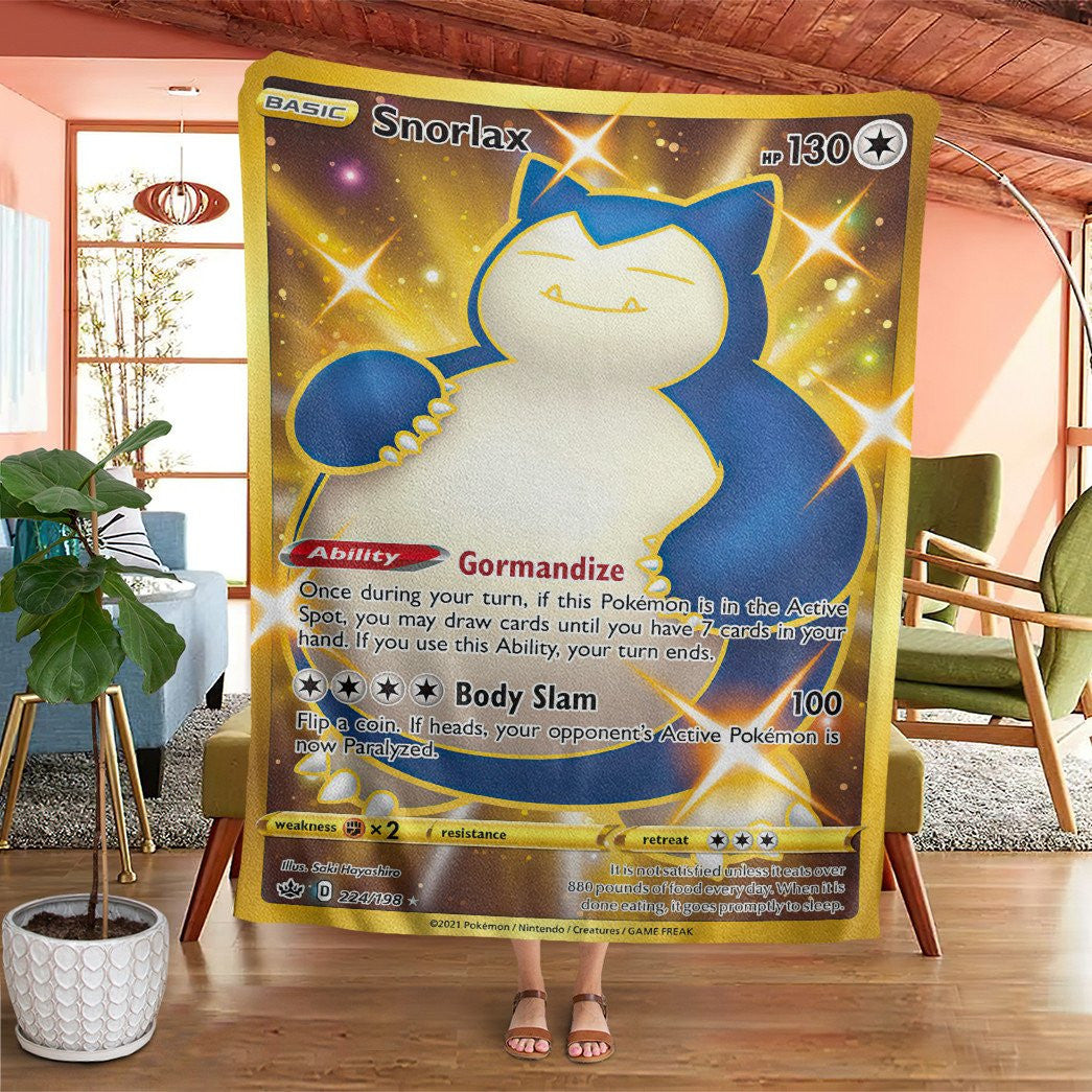 Anime Pkm Snorlax Chilling Reign Custom Soft Blanket